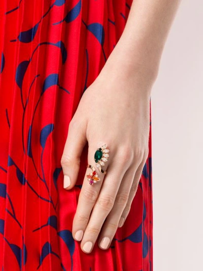 Shop Anton Heunis Colourful Gemstone Open Ring In Gold