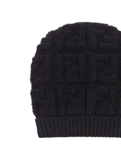Shop Fendi Monogram Knitted Hat In Black