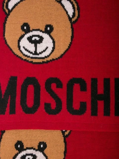 Shop Moschino Teddy Bear Intarsia Scarf In Red