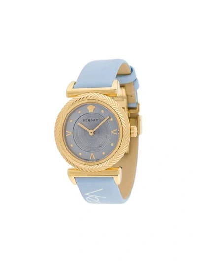 Shop Versace V Motif Watch In Blue