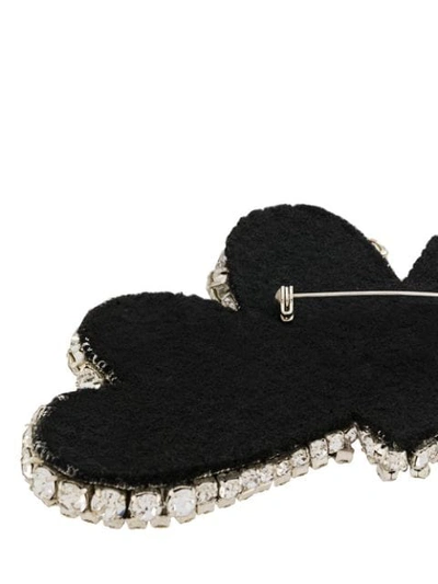 Shop Rochas Crystal-embellished Heart Brooch In White