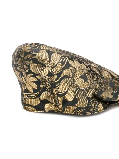 Shop Dolce & Gabbana Floral Jacquard Beret In Black