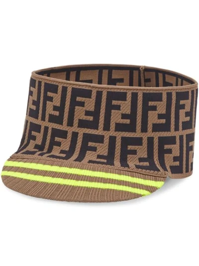Shop Fendi Zucca Monogram Wide Band Cap In Brown