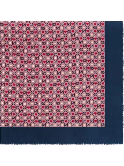 Shop Gucci Heart-print Scarf In Pink