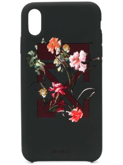 Shop Off-white Floral Logo Iphone X Case In Black