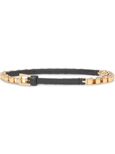 Shop Burberry Leather And Bicycle Chain Belt In Black