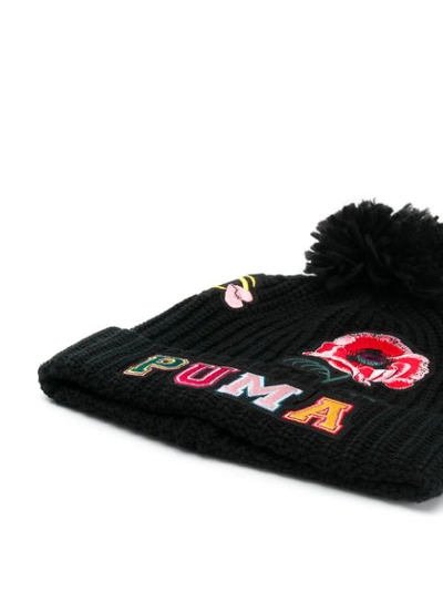 Shop Puma Embroidered Patches Beanie In Black