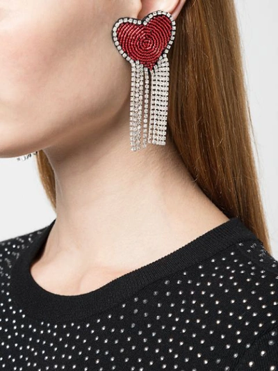 Shop Venessa Arizaga Love Heart Clip-on Earrings In Red