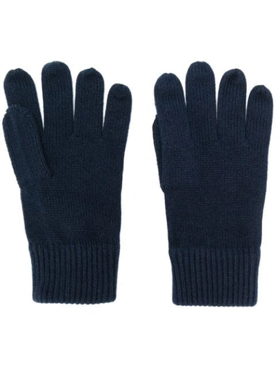 Shop Tommy Hilfiger Knitted Gloves In Blue