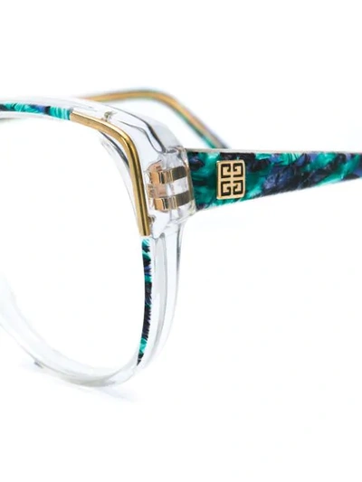 Pre-owned Givenchy 1980's Geometric Printed Prescription Glasses In Green