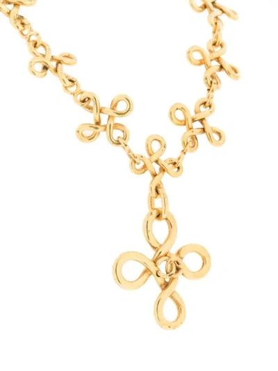 Pre-owned Chanel 1993 Cc Loops Long Necklace In Gold
