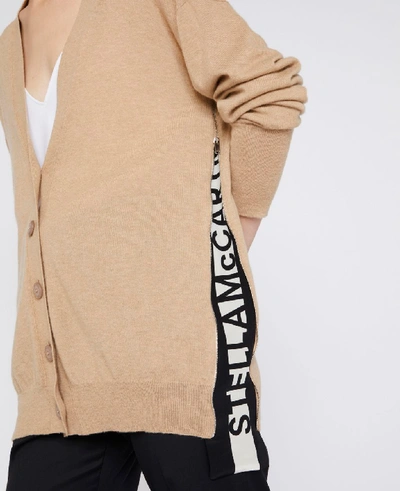 Shop Stella Mccartney Logo Band Cardigan In Beige