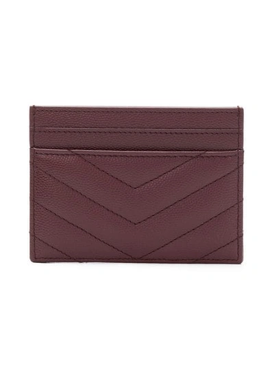 Shop Saint Laurent Monogram Plaque Cardholder In Red