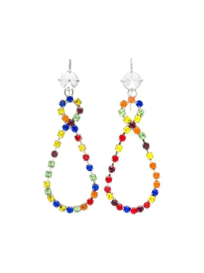Shop Miu Miu Multicoloured Rainbow Crystal Drop Loop Earrings - F0055 Multicolor