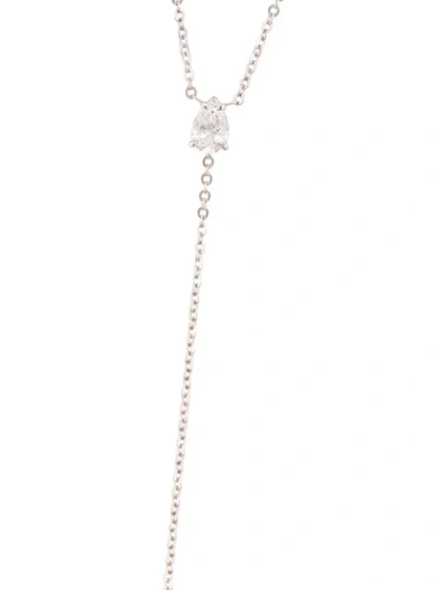 Shop Anita Ko Embellished Drop Necklace In Silver