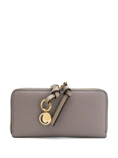 Shop Chloé Double Zip Wallet In Grey