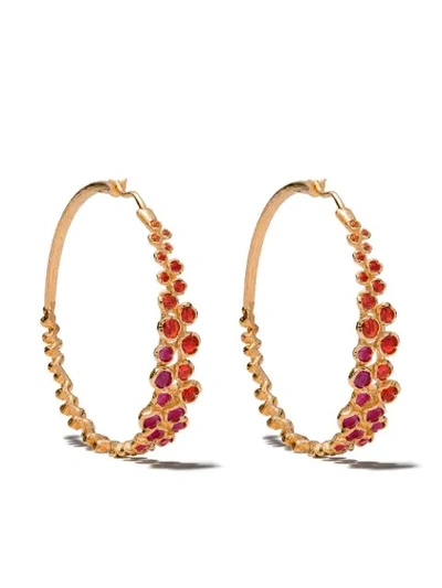 Shop Annoushka 18kt Yellow Gold Large Hidden Reef Sapphire Hoop Earrings In 18ct Yellow Gold