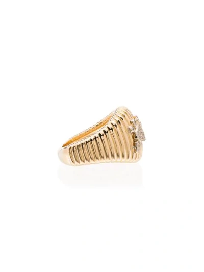 Shop Yvonne Léon 18kt Yellow Gold Diamond Crab Ridge Ring