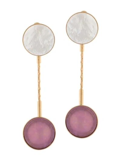 Shop Crystalline Stone-embellished Drop Earrings In Purple