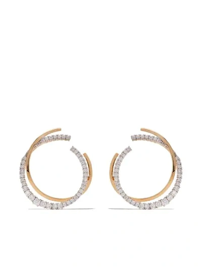 Shop As29 18kt Yellow Gold White Diamond Icicle Double Hoop Earrings