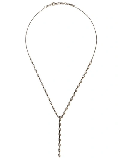 Shop As29 18kt Black Gold Baguette Diamond Lariat Necklace