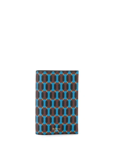 Shop Mulberry Geometric Passport Cover In Blue