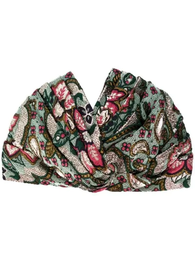 Shop Gucci Geometric Floral Jacquard Headband In Green