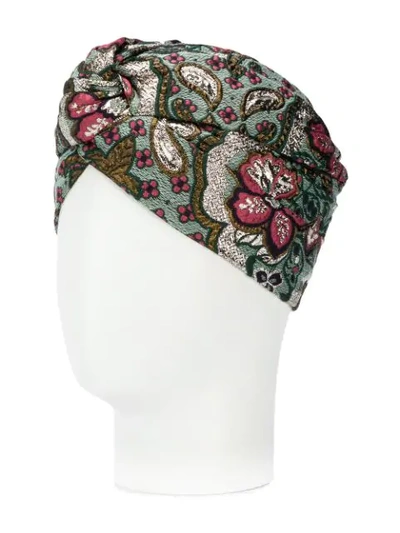Shop Gucci Geometric Floral Jacquard Headband In Green