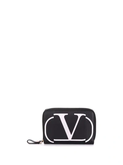 Shop Valentino V Logo Zip-around Purse - Black