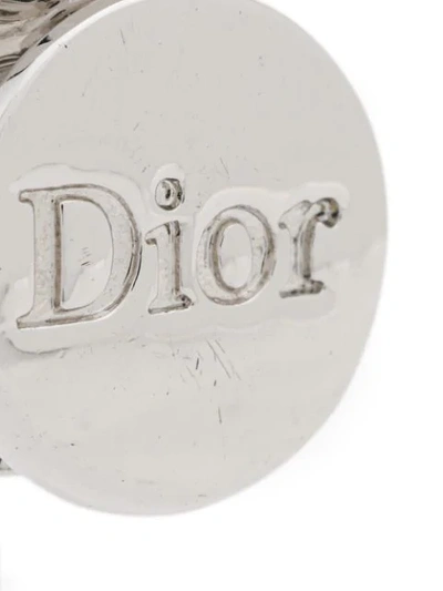 Pre-owned Dior Christian  Vintage 古着logo浮雕圆形夹式耳环 - 金属色 In Silver