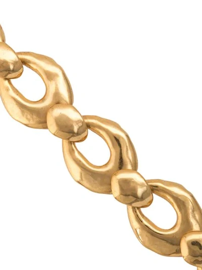 Shop Oscar De La Renta Hammered Link Necklace In Gold