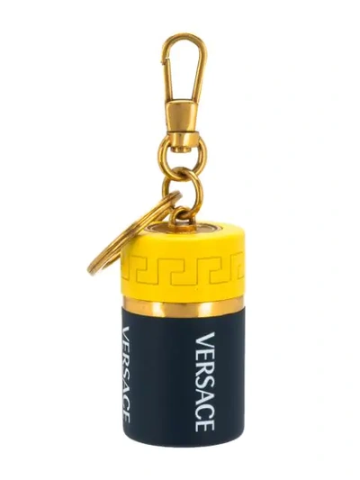 Shop Versace Battery Medusa Keyring In Blue