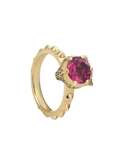 Shop Gucci 18kt Yellow Gold Le Marché Des Merveilles Diamond And Tourmaline Ring