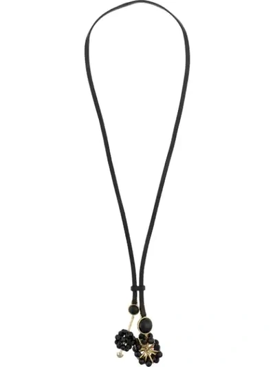 Shop Marni Floral Pendants Necklace In Black