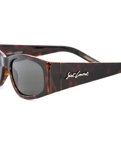 Shop Saint Laurent Tortoiseshell Effect Sunglasses In Brown