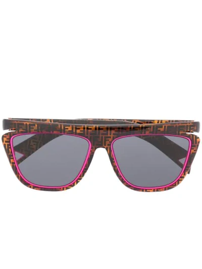 Shop Fendi Tortoiseshell Frame Sunglasses In Brown