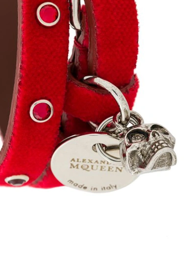 Shop Alexander Mcqueen Logo Tag Double-cuff Bracelet In Red