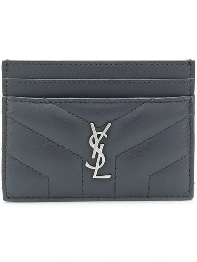 Shop Saint Laurent Monogram Card Case In Grey