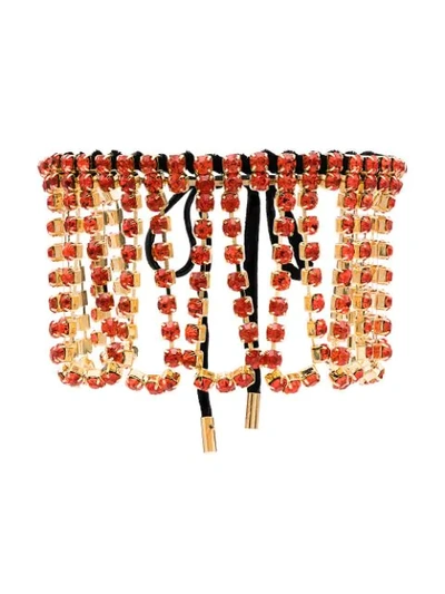 Shop Area Embellished Fringe Choker Necklace In Orange