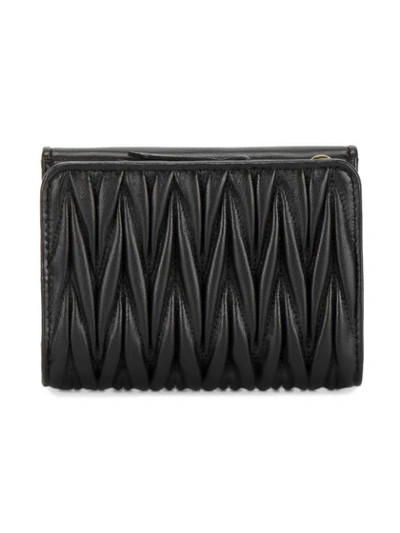 Shop Miu Miu Black Small Matelassé Leather Wallet