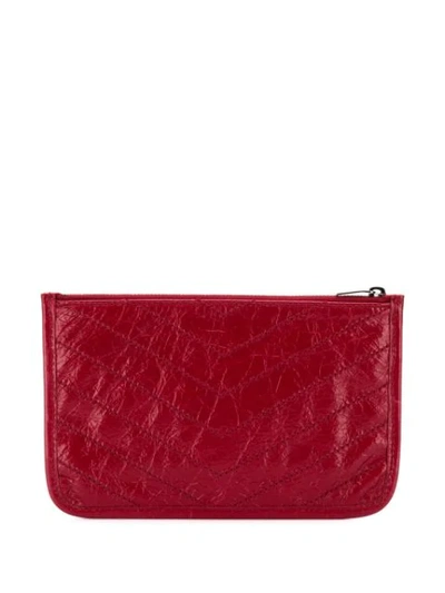 Shop Saint Laurent Niki Crinkled Leather Wallet In Red