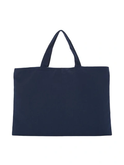 Shop Familiar Lia And Fami Embroidered Denim Tote Bag In Blue