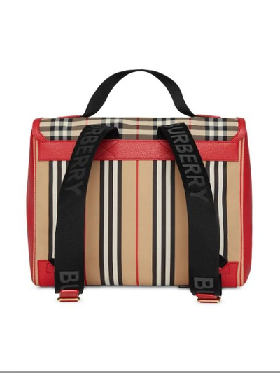 Shop Burberry Vintage Check And Icon Stripe Nylon Backpack In Neutrals