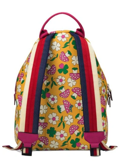 Shop Gucci Children's Backpack With Mushrooms Print In Yellow