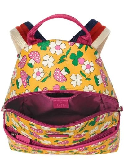 Shop Gucci Children's Backpack With Mushrooms Print In Yellow