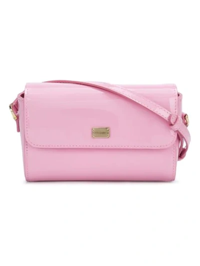 Shop Dolce & Gabbana Varnished Logo Bag In Pink
