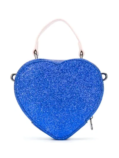 Shop Alberta Ferretti Slogan Shoulder Bag In Blue