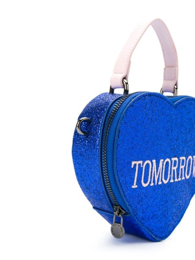 Shop Alberta Ferretti Slogan Shoulder Bag In Blue