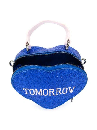 Shop Alberta Ferretti Slogan Shoulder Bag In Blue