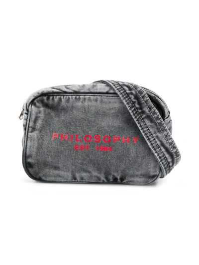 Shop Philosophy Di Lorenzo Serafini Logo Print Shoulder Bag In Grey